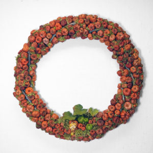 (SOLD) Beautiful and Whimsical Pumpkin Wreath (putka pods), great for Autumn, Thanksgiving, and Holidays