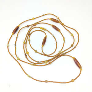 Extra Long (76 inches) Amber and Brown colored Beaded Wrap Necklace